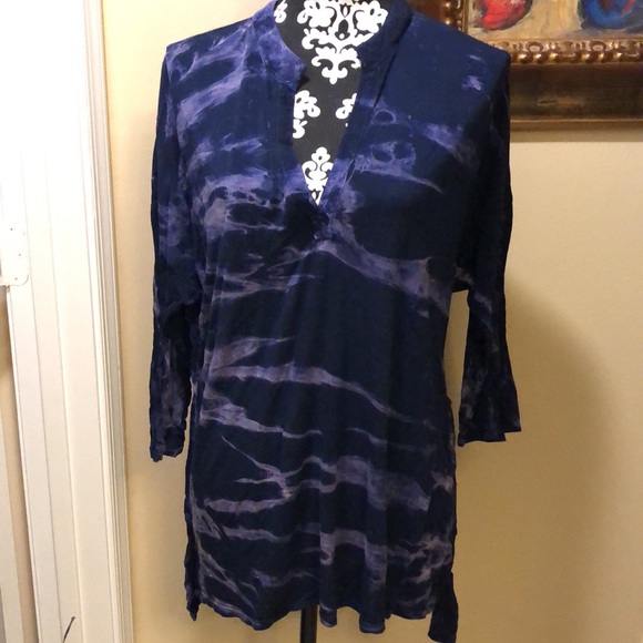 🔵 XCVI so soft tie dye slightly sheer jersey knit comfy tunic - Picture 1 of 12